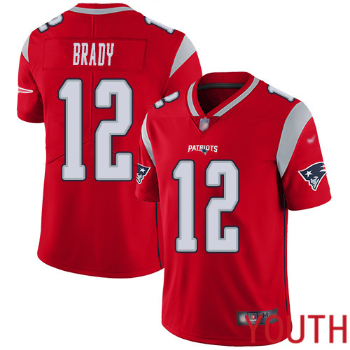 New England Patriots Football #12 Inverted Legend Limited Red Youth Tom Brady NFL Jersey->youth nfl jersey->Youth Jersey